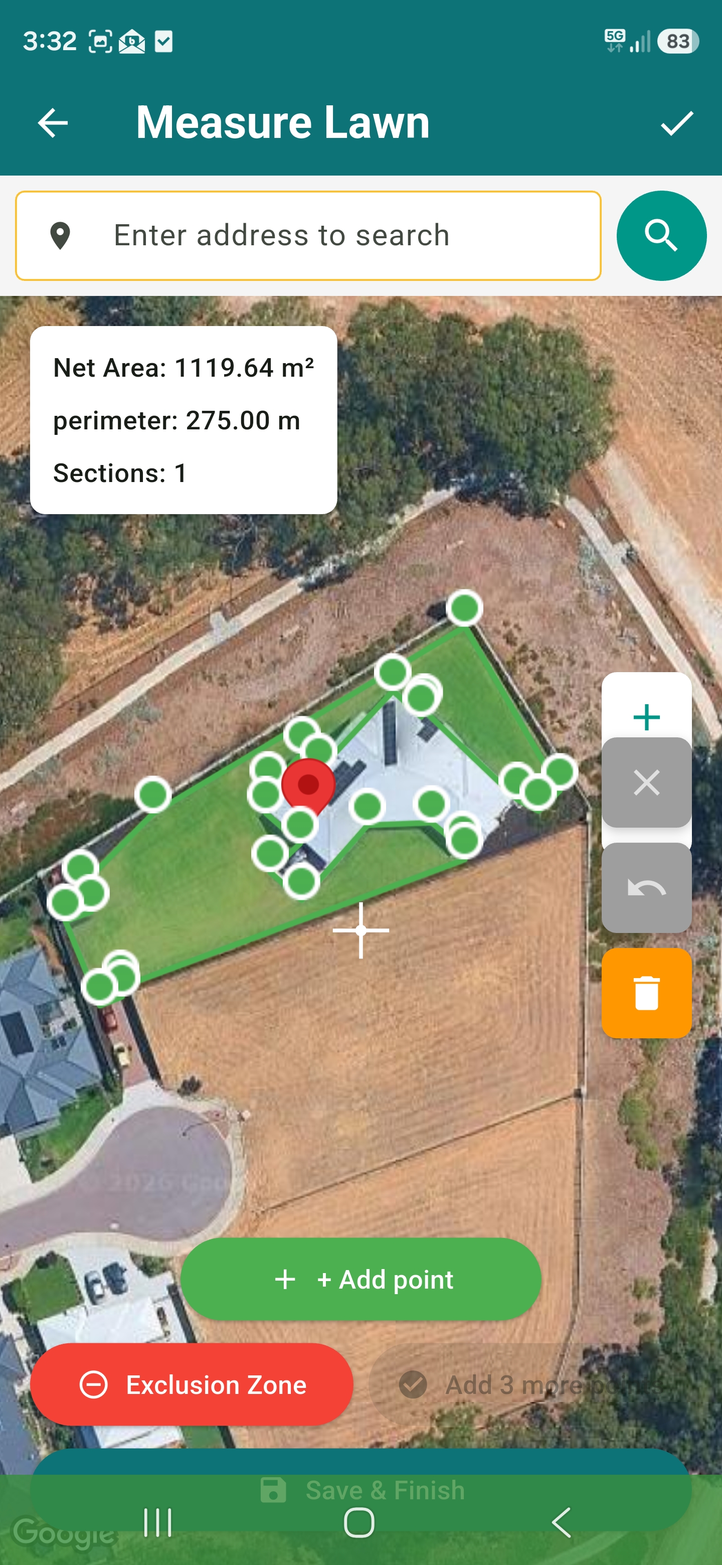 Completed satellite lawn measurement
